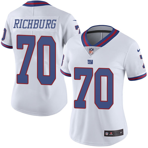 Women's Limited Weston Richburg Nike Jersey White - #70 Rush NFL New York Giants